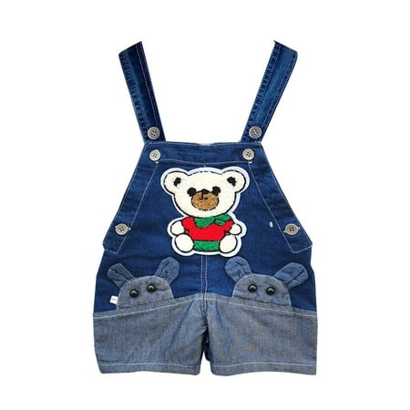 

TIREOW Kid s Classic Pants Toddler Cute Cartoon Jean Summer Children s Pants Baby Jumpsuit Monkey Outfit Suspenders Denim Shorts Boys and Girls Clothes Outdoor Daily Pants for Kids