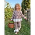 thumbnail image 6 of Loicainy Baby Toddler Girl Fall Outfits 6 12 18 24 Months 2T 3T 4T Plaid Print Long Sleeve Doll Collar Tops Flare Pants Clothes Set, 6 of 9