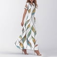 thumbnail image 3 of TQWQT Summer Dresses for Women 2025 Short Sleeve Floral Boho Maxi Dress Tiered V-neck Casual Chiffon Dresses Plus Size Wedding Guestes Dress Green XS, 3 of 5