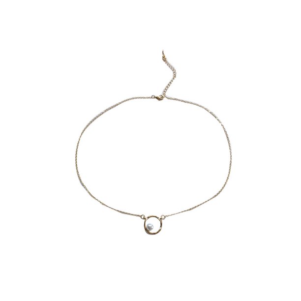 Collar de Mujer SAYOO Diseño de Círculo Geométrico Adorno de Perlas Color Oro