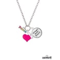 thumbnail image 2 of Delight Jewelry Rainbow Colored ''Peace'' - Hot Pink Heart Nurse Strong Zoe Necklace, 2 of 4