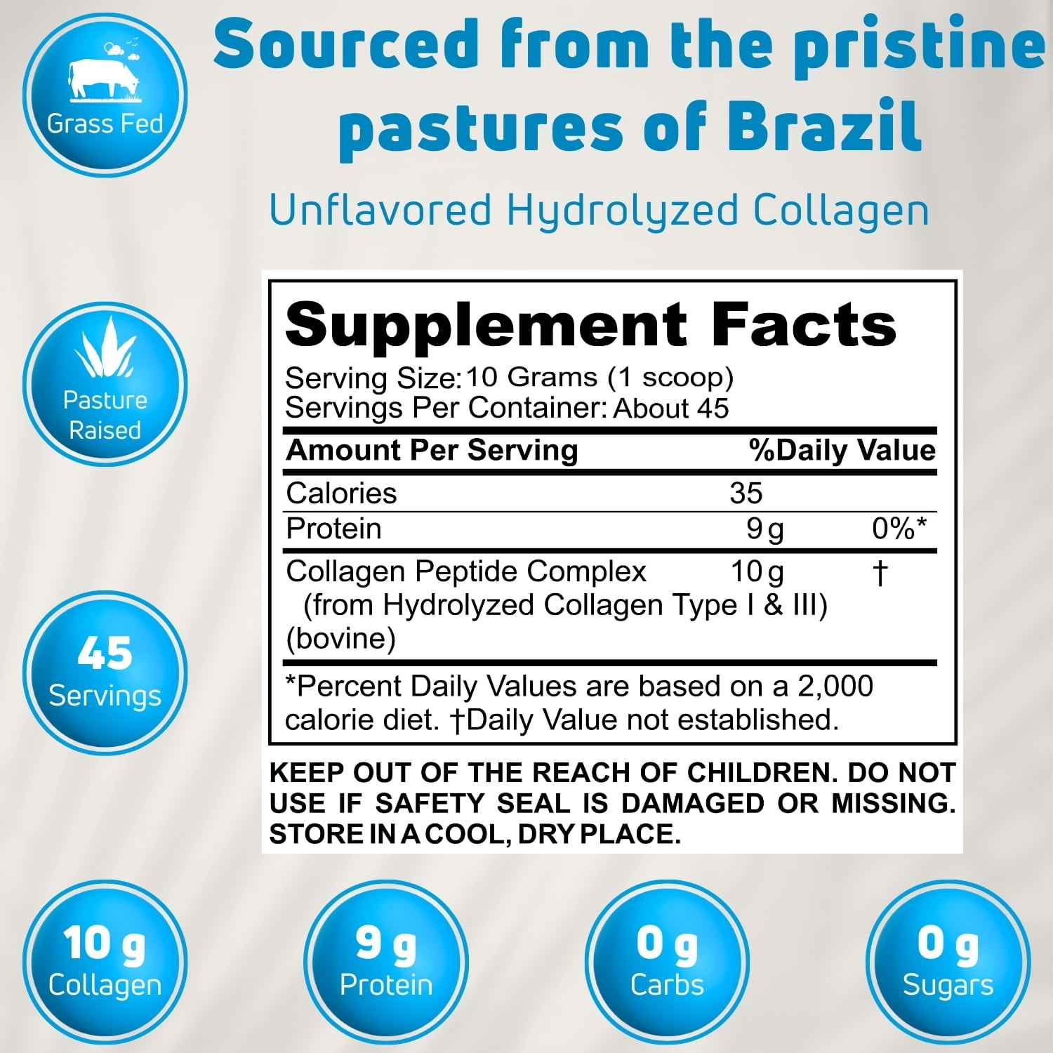 Nuelation Collagen Peptides Powder, Unflavored, Type I & III, Hydrolyzed Bovine, 1 lb – 45 Servings, Protein Supplement