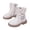 Beige, variant on Girls Bow Buckle Ankle Boots Side Zip Faux Leather Booties With Non Slip Sole For Party Everyday Wear Brown