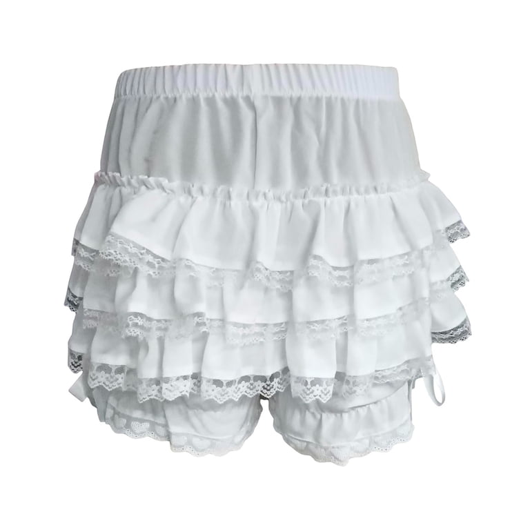 Shorts for Women Lolita Ruffle Pumpkin Bottom Lace Trim Layered