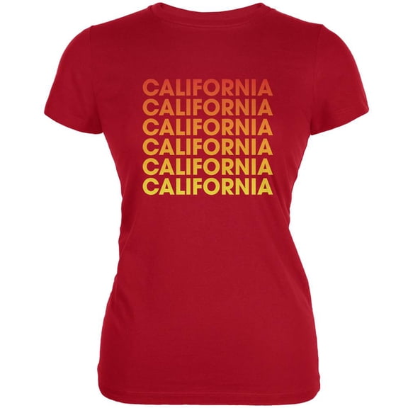 California Repeating Gradient Red Juniors Soft T-Shirt - Small