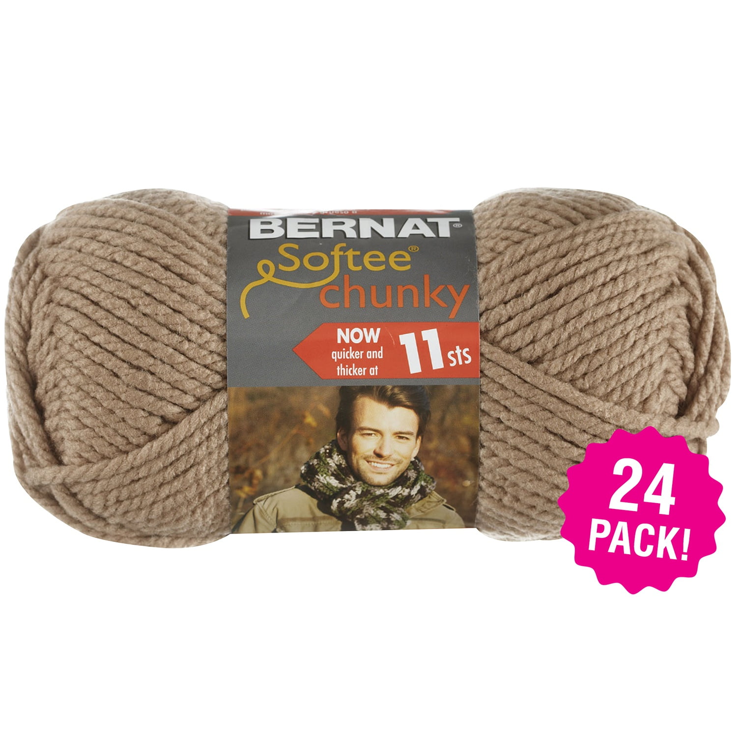 Bernat Softee Chunky Yarn Soft Taupe, Multipack of 24