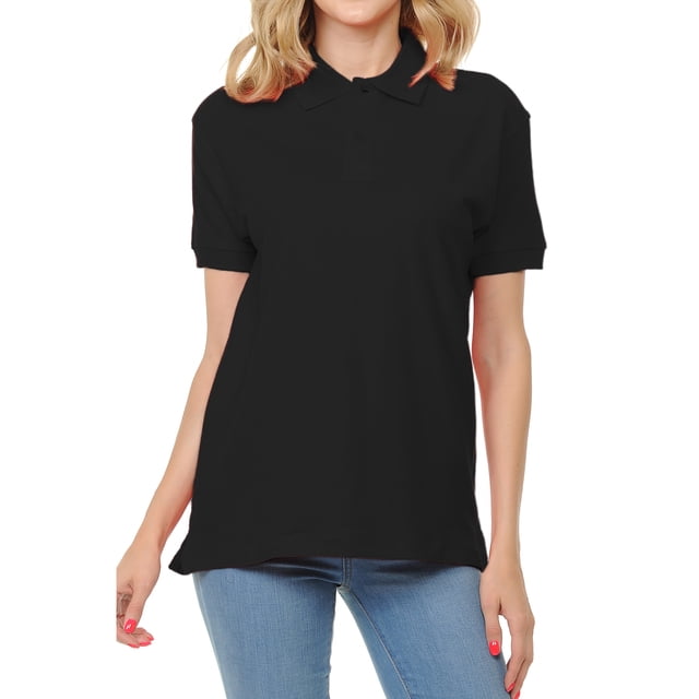 Basico Polos à Col (Noir) pour Femmes 100 % Coton à Manches Courtes Polos de Golf pour Femmes et Adolescentes