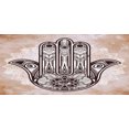 thumbnail image 4 of Hamsa Piggy Bank, Culture Esoteric Luck Symbol with Round Mandala Hand Drawn Illustration, Ceramic Coin Bank Money Box for Cash Saving, 3.6" X 3.2", Dark Brown and Cinnamon, by Ambesonne, 4 of 4