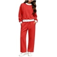 thumbnail image 3 of ZBSOKO Girls 2 Piece Sweatsuit Set Fleece Crew Neck Sweatshirt and Straight Leg Pants Fall Winter Jogger Set Casual Tracksuits Sizes 5-14 Years, 3 of 7