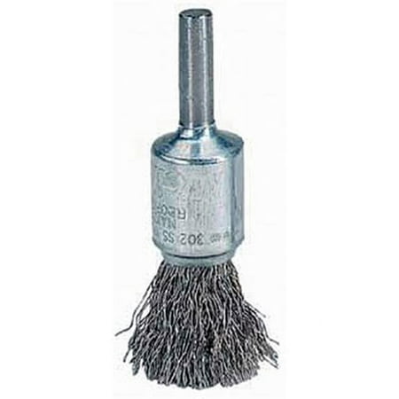 UPC: 0012382100094 | Weiler Crimped Wire Solid End Brushes  Steel  22 000 rpm  1 in x 0.006 in – 1 EA (804-10009)
