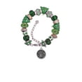 thumbnail image 2 of Silvertone Antiqued Round Seal - Owl Green Christmas Bead Bracelet, 2 of 4