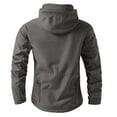 thumbnail image 3 of LTTVQM Men's Hooded Waterproof Jacket Camo Lightweight Soft Shell Outdoorcoat Hiking Travel Gray L, 3 of 4