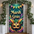 thumbnail image 3 of Black Design Mardi Gras Banner Gold Crown Accent Carnival Display Purple Green Color Jester Mask Pattern Festive Backdrop for Mardi Gras Party Carnival Celebration Indoor Decoration, 3 of 9