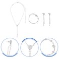 thumbnail image 3 of 1 Set Jewelry Set Rhinestone Drop Necklace Dangler Bangle Tassel Choker Earrings, 3 of 8