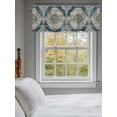 thumbnail image 3 of Blue Gray Boho Flower Curtain Valances for Windows, Vintage National Floral Kitchen Valance Window Treatment, Light Filtering Block Curtains for Bathroom/Bedroom/Living Room 60'' x 18'', 3 of 9