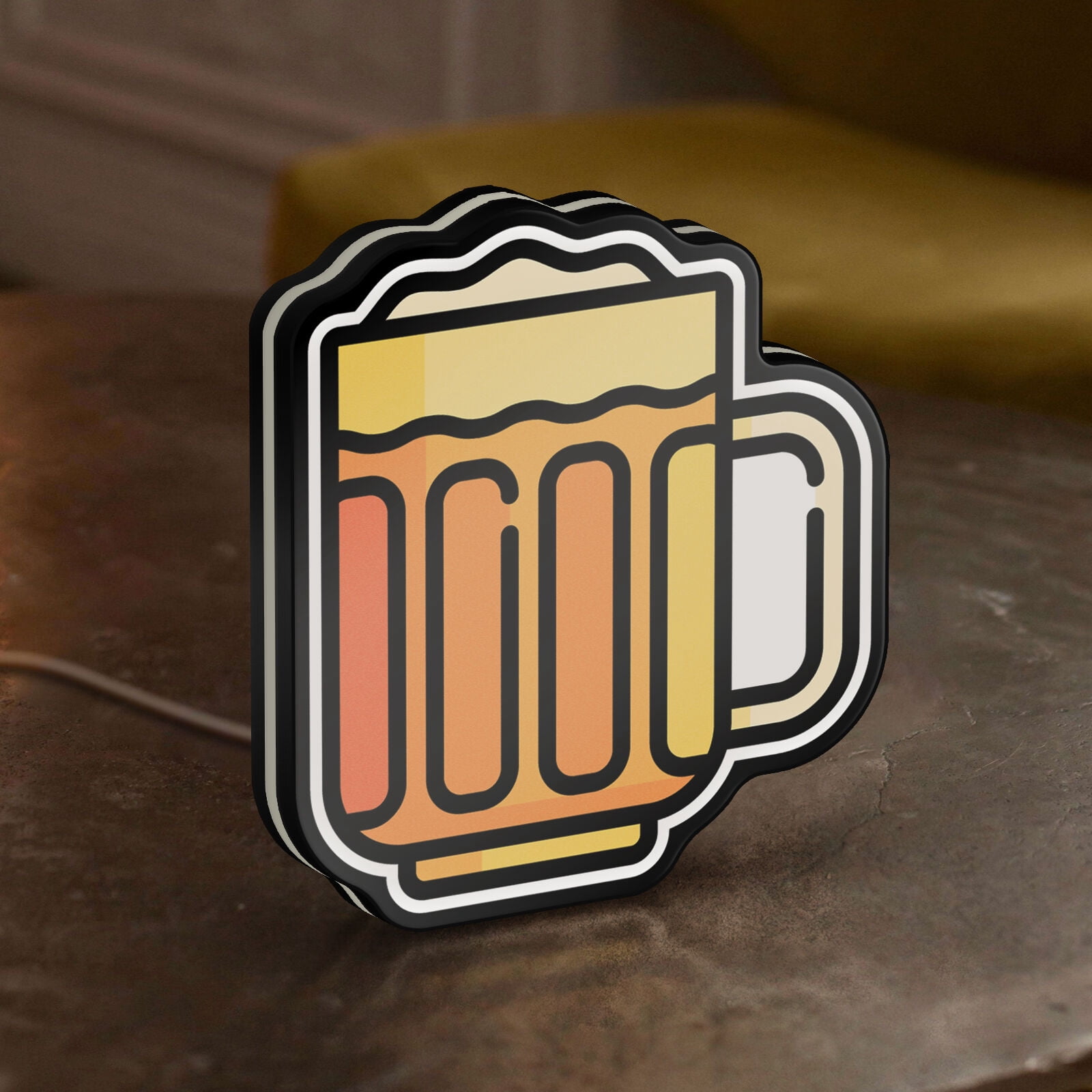 Beer Mug 3D Novelty Light Box for Alcohol Decor, Food and Drink Themed Lamp Ideal for Pubs, Parties and Bars (Width 8 inch, 20cm)