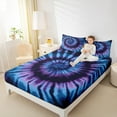 thumbnail image 4 of Manfei Watercolor Tie-Dye Full Size Sheets,Purple Blue Ombre Bed Sheets,Abstract Splash Sheet Sets For Kids,Ultra Soft Home Decor,4 Pieces, 4 of 7