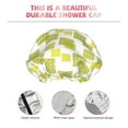 thumbnail image 5 of YFYANG Women's Double Waterproof Shower Cap, Green Rectangular Textured Pattern Reusable Hair Cap for All Hair Styles and Head Sizes, 5 of 9