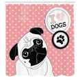 thumbnail image 3 of Ambesonne Pug Shower Curtain, I Love Dogs Paw Print Logo, 69"Wx75"L, Pink Black White, 3 of 5