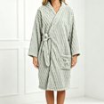 thumbnail image 2 of SHTXOZHI Womens Knee Length Bathrobes Long Sleeve Fleece Robes Cute Side Tie Homewear Solid Color Warm Sleepwear, 2 of 5