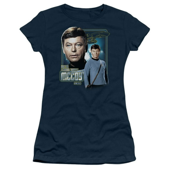 Star Trek Doctor Mccoy Junior Women's Sheer T-Shirt Navy