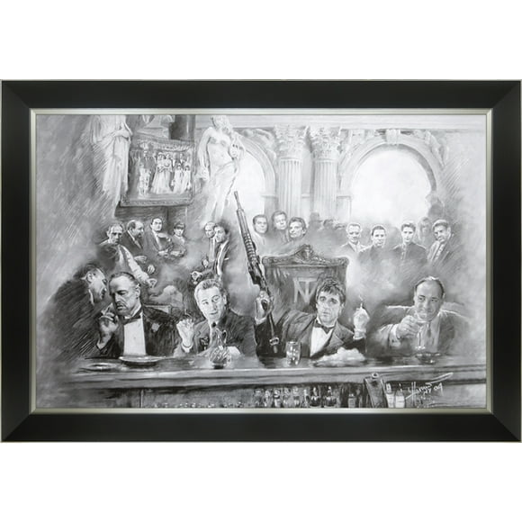 Classic Mafia Bosses Framed Art – Brando, De Niro, Pacino & Gandolfini (33.5" by 23.5")