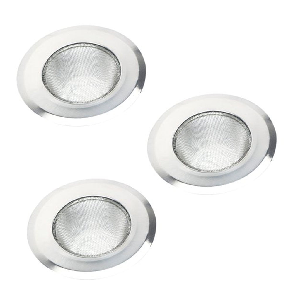 3 PCS Kitchen Sink Drain Strainer Stainless Steel, RS Brand White with Large Wide Rim 4.5' Diameter