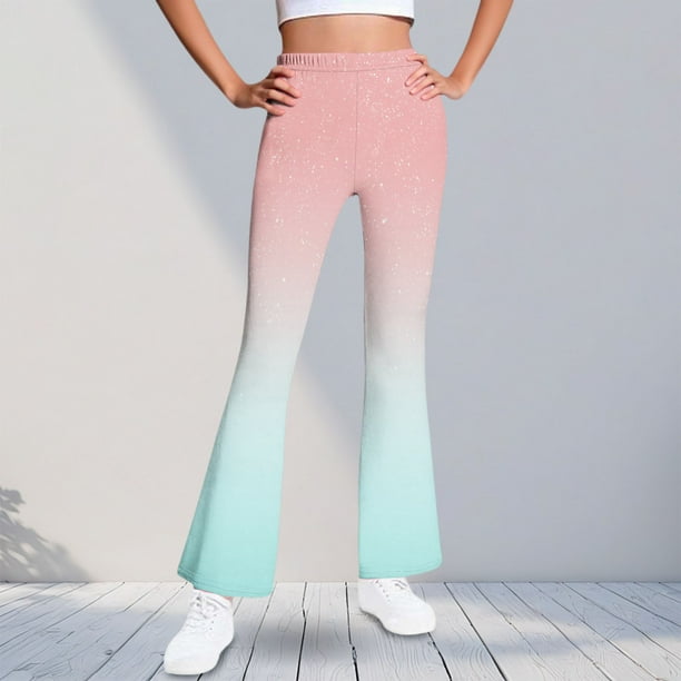 Pantalones largos con estampado para niñas, forrados de vellón para mayor calidez, pantalones largos casuales, leggings ligeramente acampanados, traje para niñas de 5 a 16 años.