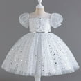 thumbnail image 6 of Kids Girls Sparkle Tulle Princess Dress Vintage Star Sequins Puff Sleeves Wedding Bridesmaid Party Dresses 4-2 Y, 6 of 7