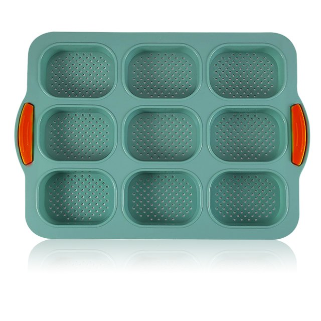 Worallymy - Molde de silicona para tartas, 9 cavidades, ovalado, bricolaje, molde para hornear, chocolate, pan, tortitas, antiadherente, herramienta para hornear, verde Worallymy JD735795700