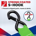 thumbnail image 3 of MOCA Heavy Duty Ratchet Tie Down Straps - 5200 Lbs Breaking Strength 1.6" x 8', with 4 Heavy Duty Ratchet Padded Handles & Coated Chromoly S Hooks & 4 Soft Loop Tie-Downs - Green, 3 of 9