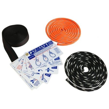 

SGT KNOTS Tying Kit - (17) Waterproof Instruction Cards (2) 6ft Double-Braided Ropes (1) 6ft Nylon Webbing