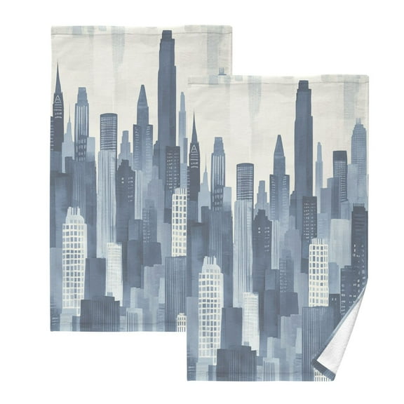 City Set of 2 Pure Cotton Towels, 16'' x 28'', Highly Absorbent and Soft