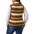 thumbnail image 3 of Agnes Orinda Plus Size Sweaters for Women Sleeveless Casual Outfits V-Neck Striped Knit Sweater Vests 3X Brown, 3 of 6