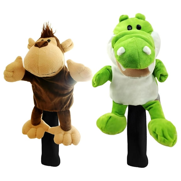 BESTSKY 2Pcs Novelty Golf Club cover Cartoon Plush Animal Wood Driver Cover