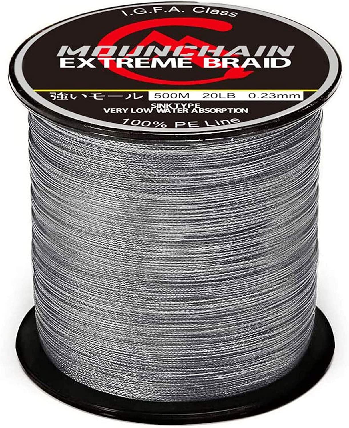 Braided Fishing Line Strong Power 100% PE 8 Strands Braided Sensitive Fishing  Line with Good Performance of Abrasion Resistance 40lb/18.2kg/0.32mm/0.012inch  Grey 