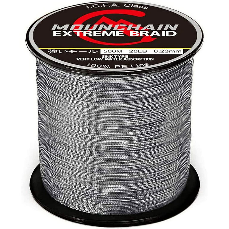 Braided Fishing Line Strong Power 100% PE 8 Strands Braided Sensitive Fishing  Line with Good Performance of Abrasion Resistance  40lb/18.2kg/0.32mm/0.012inch Grey 