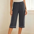thumbnail image 2 of Bovxnpu Women's Pajama Pants Sleep Lounge Bottoms Cotton Capris Straight Leg Loose Casual Home Wear Pants Sleepwear, 2 of 8