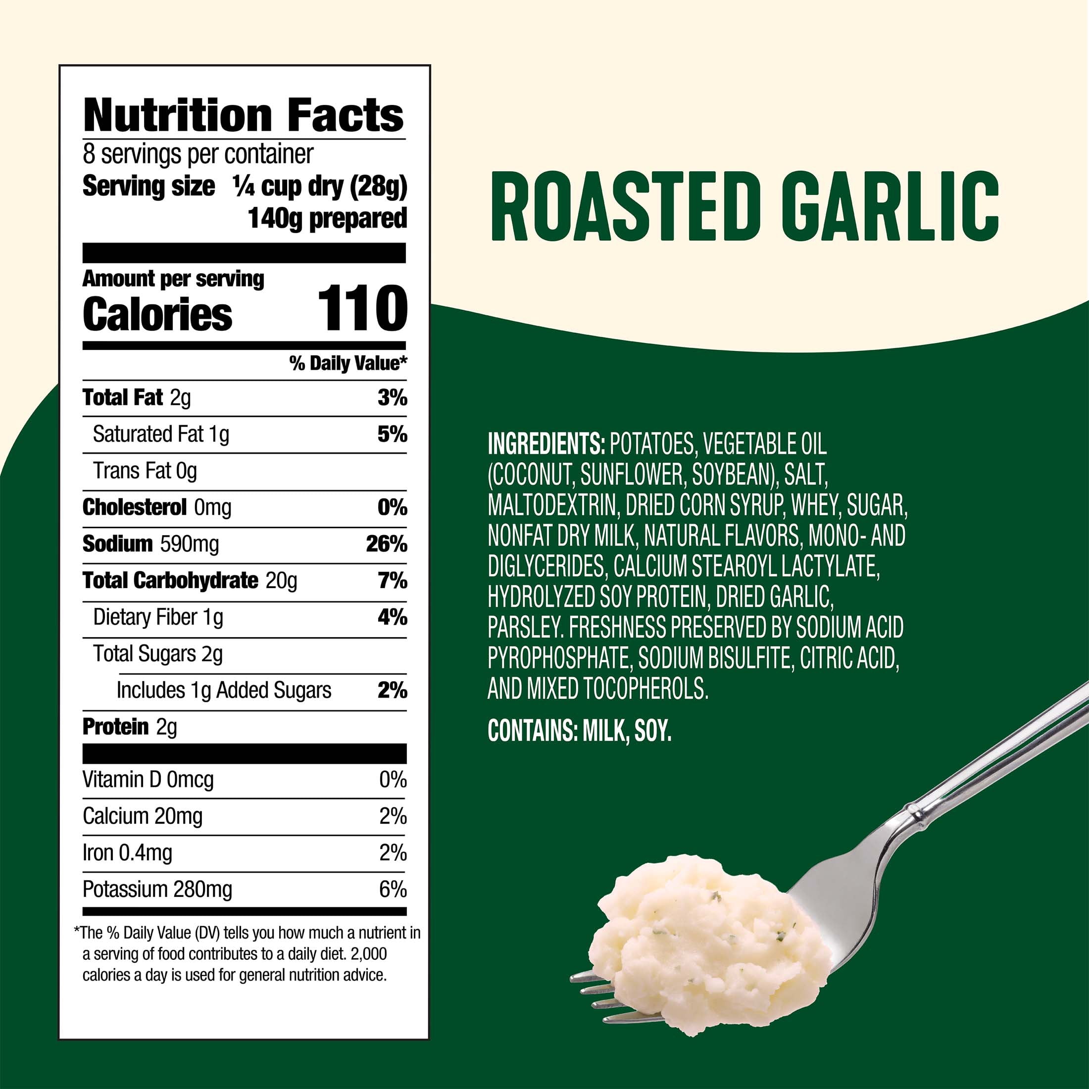 (2 pack) Idahoan Roasted Garlic Mashed Potatoes Family Size, 8 oz Pouch