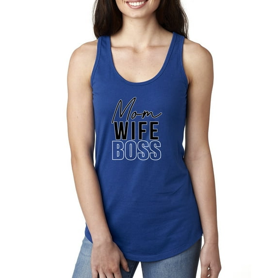Wild Bobby, Mom Wife Boss Mother's Day Ladies Racerback Tank Top, Royal, Medium