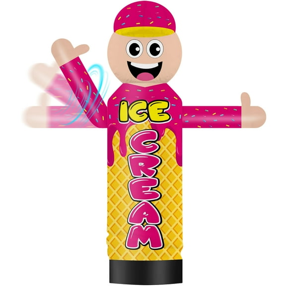 Inflatable Wavers Ice Cream Inflatable Tube Man Wacky Wavy Dancing Guy for Outdoor Decoration Advertising Business Promotion (Blower Not Included)