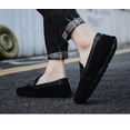 thumbnail image 6 of Men's Suede Leather Lightweight Breathable Rubber Casual Loafers Wear-Resistant Fashion Business Soft Delicate Flats Black 11 US, 6 of 7