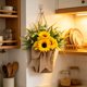 thumbnail image 4 of Guirnalda de girasoles para decoración de pared,cesta de flores colgante,adorno floral artificial para la decoración del hogar en primavera,girasol de plástico realista para colgar en la puerta, 4 of 6