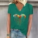 thumbnail image 1 of Fiudx Ofertas y Liquidaciones Blusas Informales de Manga Corta con Cuello En V y Estampado a La Moda para Mujer, 1 of 4