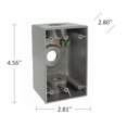 thumbnail image 2 of Bell Outdoor 5385-0 0.5 in. 1-Gang Gray Weatherproof Deep Box with Three Threaded Outlets - Gray, 2 of 2