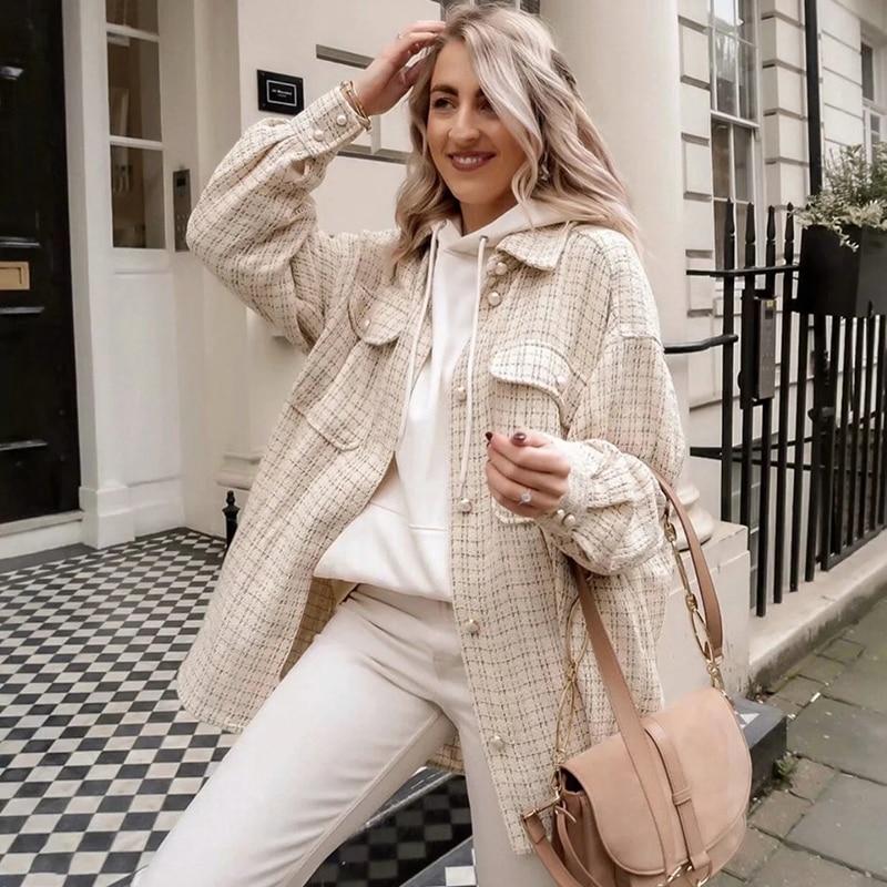 women's vintage oversized tweed plaid 
