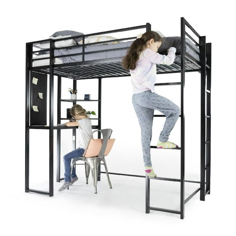 DHP Abode Full Size Metal Loft Bed Black