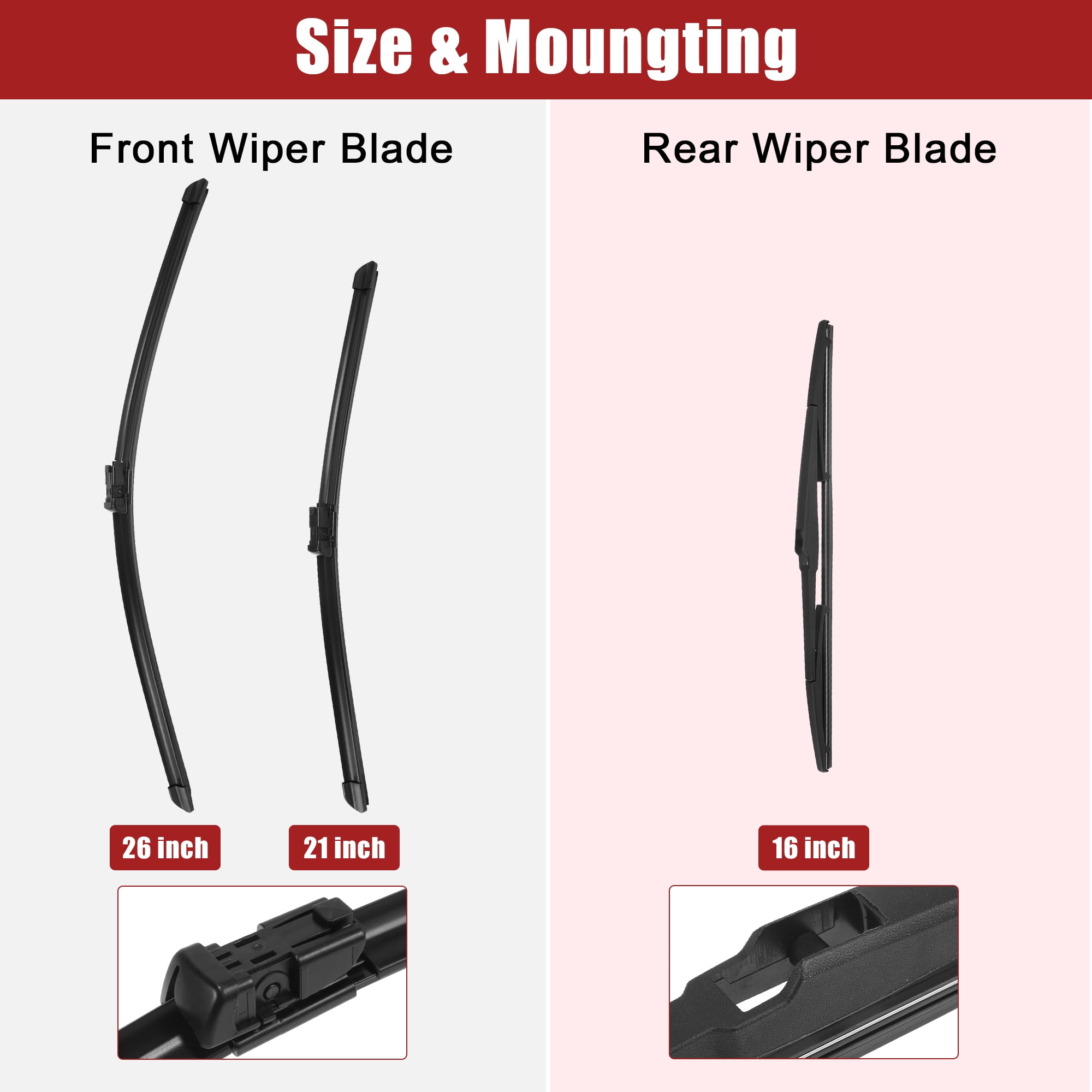 Unique Bargains 26 Inch 21 Inch 16 Inch Windshield Wiper Blade Set for Lexus RX350 2016