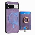thumbnail image 6 of Allytech for Google Pixel 8 2 in 1 Detachable Wallet Case, Retro PU Leather Ring Kickstand Card Slots Case for Women Men, Strong Magnetic Shockproof Slim Case for Google Pixel 8 - Purple, 6 of 10