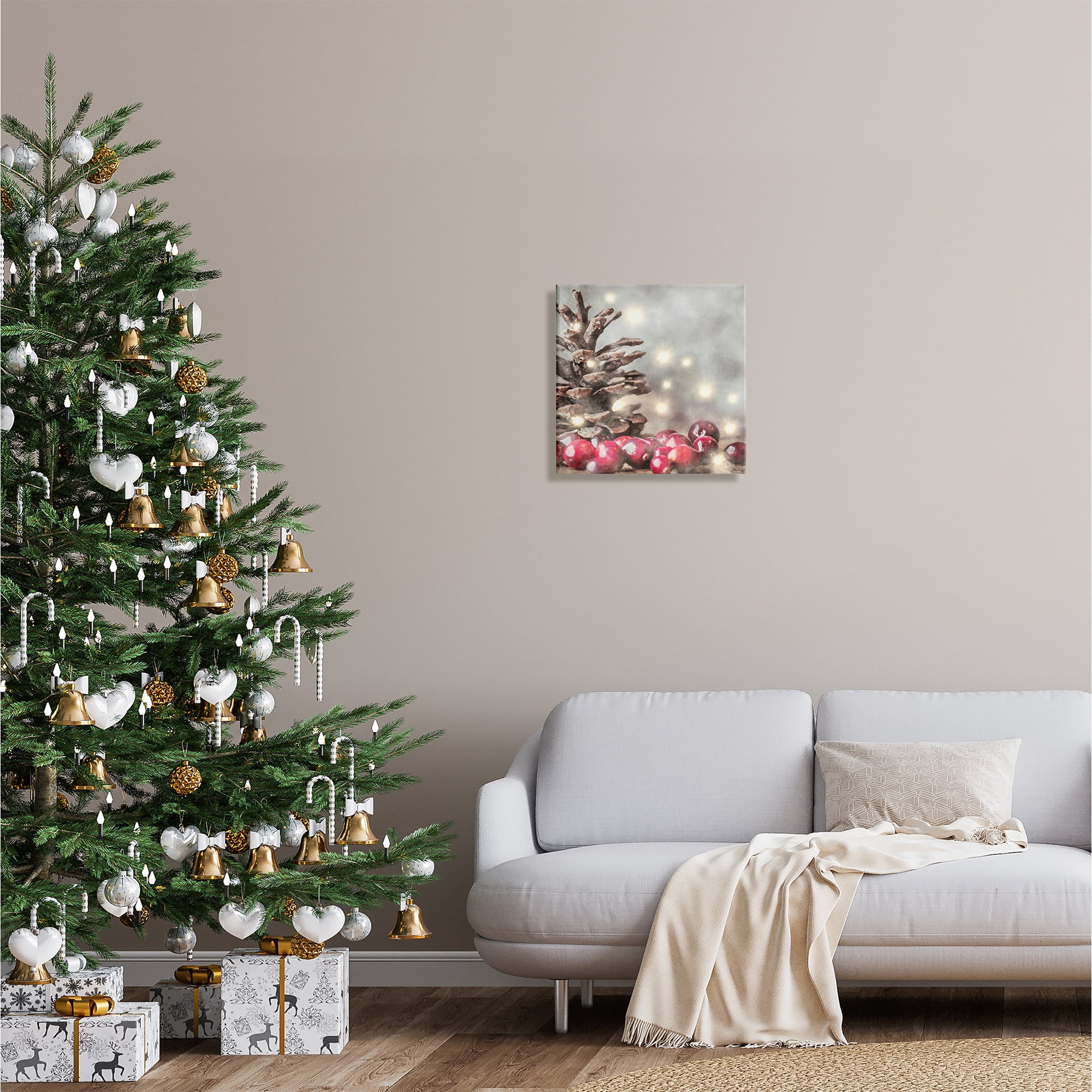 Stupell Industries Woodland Holiday Pinecone Holiday Painting Gallery Wrapped Canvas Print Wall Art, 17 x 17